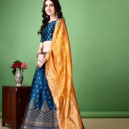 SWAMI STUDIO Ready to Wear Lehenga & Unstitched Blouse With Dupatta image 4
