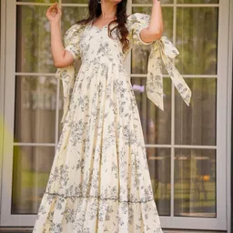 KALINI Women Floral Printed Patchwork Floral Kurta-34
