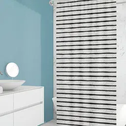 ArtzFolio White & Black Printed Waterproof Shower Curtain-20
