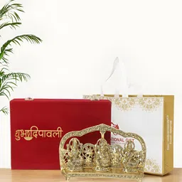 INTERNATIONAL GIFT Gold-Toned Laxmi Ganesh Saraswati Religious Idol Showpiece-image-46