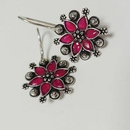 OPUS GEMS Artificial Stones Studded Floral Shaped Oxidised Studs-image-56