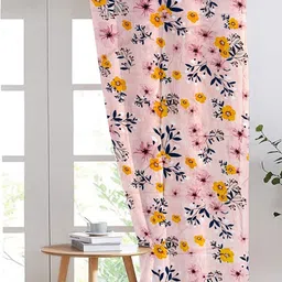 ANA Pink & Yellow Floral Room Darkening Long Door Curtain-image-78