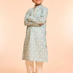 Manyavar Boys Floral Printed Kurta with Pyjama-image-73