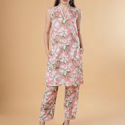 Belfry Floral Printed Regular Pure Cotton Kurta With Palazzos-11