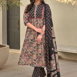 SZN Women Floral Printed Regular Pure Cotton Kurta with Trousers & With Dupatta-picture-38