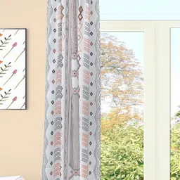 AAZEEM Softscape Series White 2 Pieces Geometric Printed Velvet Door Curtain-image-39