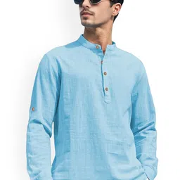 TrendiVastra Mandarin Collar Cotton Short Kurta-image-35