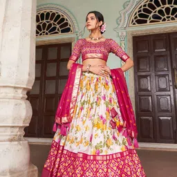 A TO Z CART Printed Ready to Wear Lehenga & Unstitched Blouse With Dupatta image 4