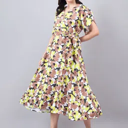 Style Quotient Floral Print Flared Sleeve Fit & Flare Midi Dress-image-22