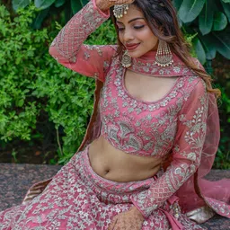 DIVASTRI Embroidered Semi-Stitched Lehenga & Unstitched Blouse With Dupatta image 4