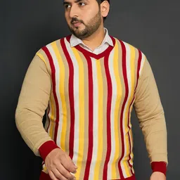 bigbanana Men Plus Size Striped Pullover Sweater-image-67