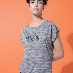 MKH Women Typography Extended Sleeves Raw Edge T-shirt-image-56