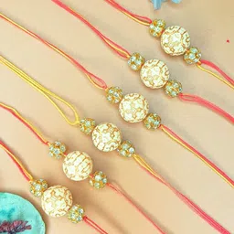 Anouk Set of 6 Stones-Studded Rakhis With Greeting Card & Roli Chawal-34