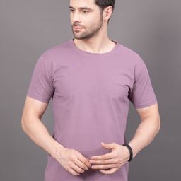 GRACIT Men Purple Regular Fit Short Sleeve Cotton T-shirt-image-1
