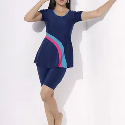 LYCOT Colorblocked Rainbow Rhapsody Swim Dress With Attached Shorts-image-48