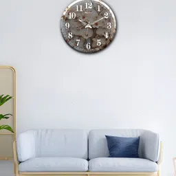 OLIVE TREE Grey & White Printed Analogue Contemporary Wooden Wall Clock-23