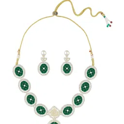 Zaveri Pearls Dazzling Austrian Diamond Studded Jewellery Set-image-25