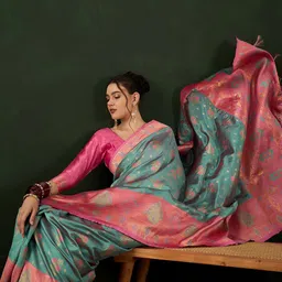 Sangria Woven Design Saree With Blouse Piece-image-33