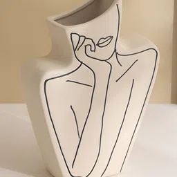 Home Centre Romo Est Nova Beige Lady Shaped Ceramic Vase-image-93