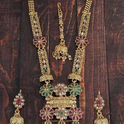 Anouk Gold-Plated Kundan Studded & Beaded Antique Jewellery Set-15