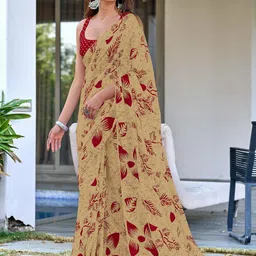 DIVASTRI Floral Ready to Wear Block Print Saree-picture-7