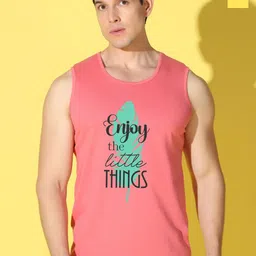 WOOSTRO Pack Of 2 Printed Combed Cotton Gym Vests VWS26(ENJOY PEACH)(RUN YELLOW)-image-3