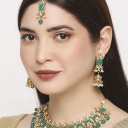 OOMPH Kundan Studded & Beaded Jewellery Set-1