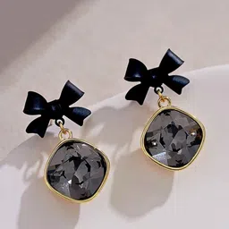 PolluxCraft Korean Gold-Plated Pearls Studded Contemporary Shaped Drop Earring-image-89