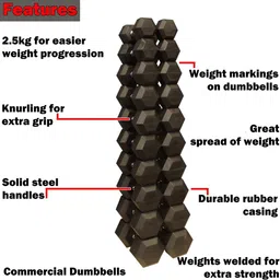HackerX 2 Pieces Fixed Weight Dumbbells - 2.5Kg Each image 3