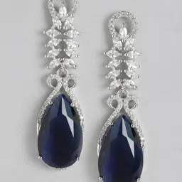 Anouk Classic Silver-Plated American Diamond Chandelier Classic Drop Earrings-49