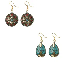 URBANELA Laac Set Of 2 Gold-Plated Circular Drop Earrings-18