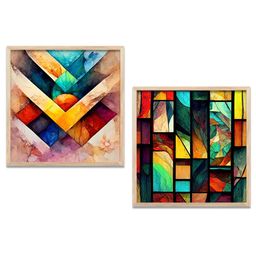 Kotart Beige & Blue 2 Pieces Abstract Wooden Wall Arts-picture-30