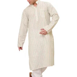 Exotic India Men Striped Regular Kurta with Pyjamas-image-79