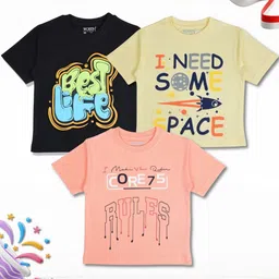 WORTON FASHION Unisex Kids Pack Of 3 Printed T-shirts-picture-9