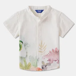 R&B Boys Band Collar Graphic Printed Cotton Casual Shirt-image-4