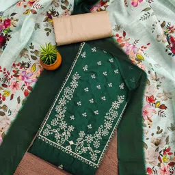 Blissta Floral Embroidered Sequinned Work Unstitched Dress Material-image-34