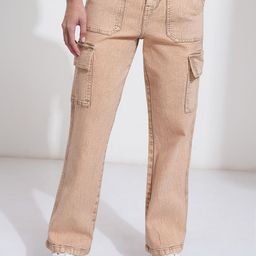 Tokyo Talkies Women Straight Fit High-Rise Cargo Jeans-image-8