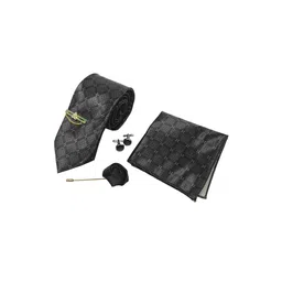 RARE COMBEE GROUP Men Printed Silk Neck Tie Pocket Square & Rose Pin Accessory Gift Set-picture-42