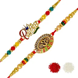 MEIRA JEWELLERY 4-Pcs Rakhi With Roli Chawal & Greeting Card-image-89