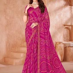 Saree mall Bandhani Pure Chiffon Designer Bandhani Sarees-image-63