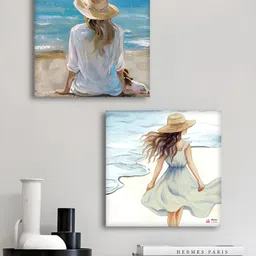 Myntra Elegant Homes Premium Painting Blue & White 2 Pieces Beach Canvas Wall Arts-image-36