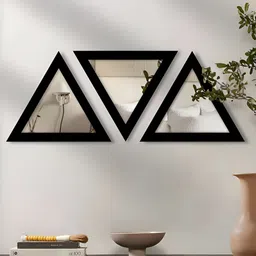 Art Street 3-Pcs Black Triangular Shape Acrylic Basin Mirror With Hook image 4