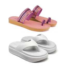 BERSACHE Women Set Of 2 One Toe Flats & Thongs-35