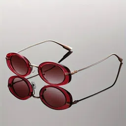 First Lens Unisex Brown Lens & Pink Oval Sunglasses C10323-picture-39