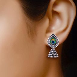 Sangria Silver-Plated Alloy Jhumkas-30