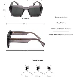QUE UNIVERSE Unisex UV Protected Bold Frame Square Sunglass QUE-97001_M image 5