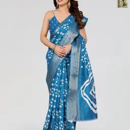 Moda Rapido Pack Of 2 Woven Design Zari Bandhani Saree-image-27