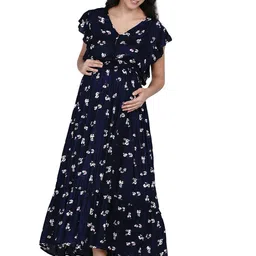 Mine4Nine Floral Print Maternity Fit & Flare Maxi Dress-image-25