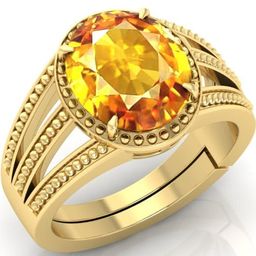 Todani Jems Gold Plate Yellow Sapphire Gemstone Adjustable Ring-picture-49
