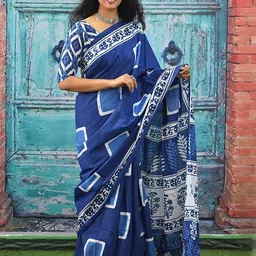 Dastkar Ethnic Motifs Pure Cotton Block Print Saree-picture-22
